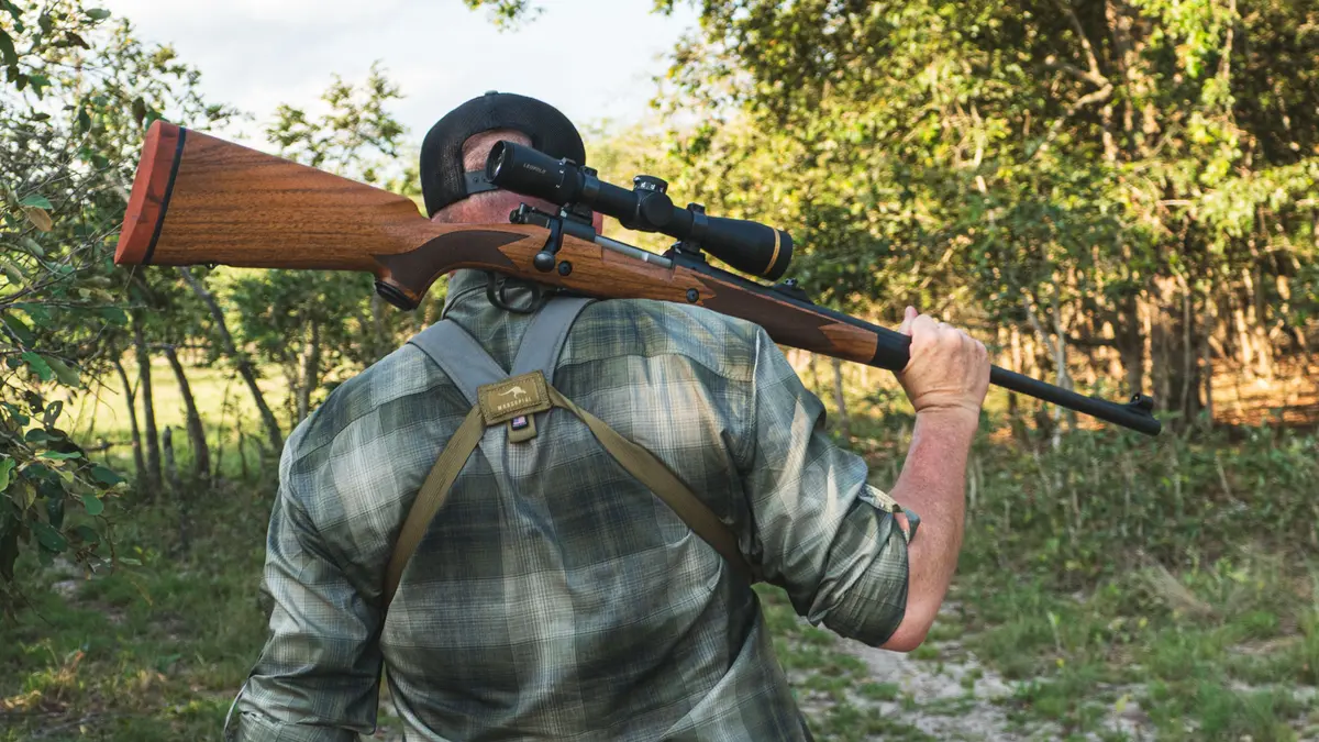 Model 70 on hunters shoulder