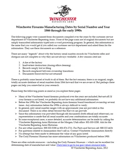 Winchester Firearms Manufacturing Dates