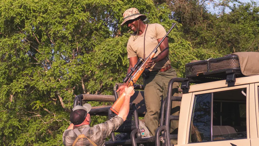 Hunters in a truck