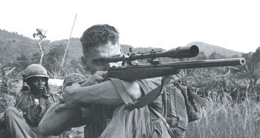 A USMC sniper uses his Model 70