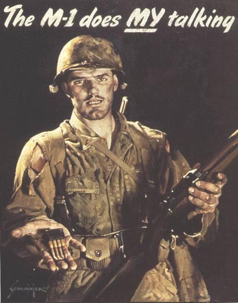 A vintage M1 war poster.