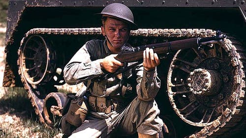 US soldier armed with an M1 Garand rifle
