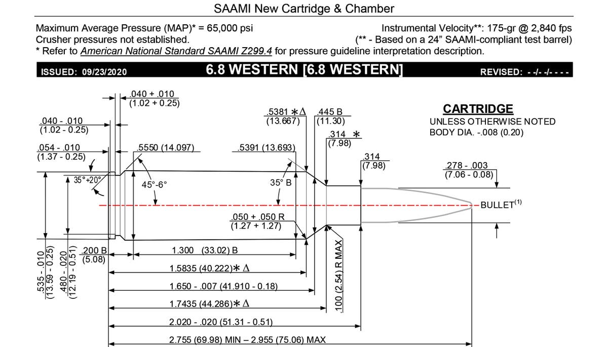 SAAMI Document — Drawing of 6.8 Western cartridge with dimensions