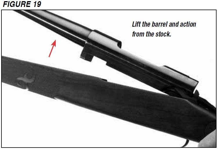 Model 70 Rifle Lifting the Barrel and Action Out Figure 19