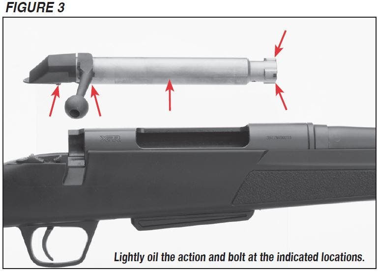 XPR Rifle Bolt and Action Oil Locations Figure 3